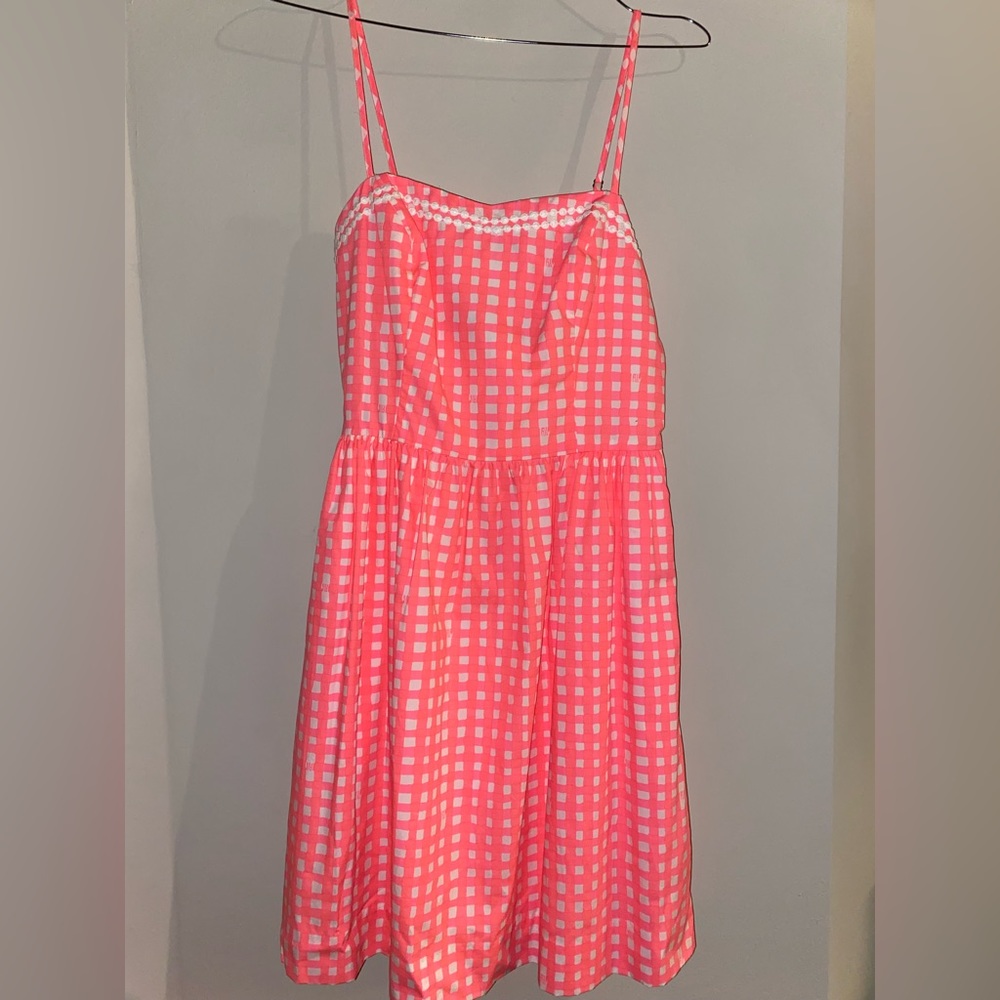 NWT Lilly Pulitzer pink gingham dress spaghetti strap